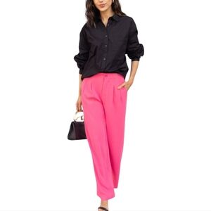 Central Park West Daisy Wide Leg Pants Womens Large Pink Pleated Zip Fly